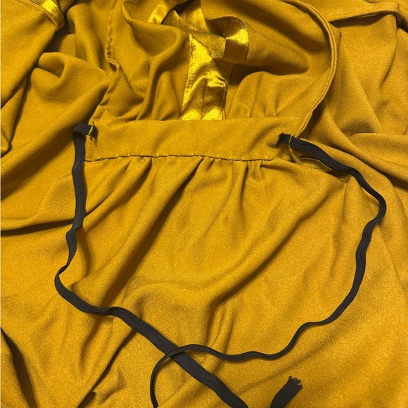Lauren of Palm Springs Custom Gold Crinkled Satin Caftan Dress Kaftan S/M - Picture 6 of 13